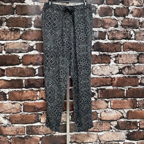 REVOLVE Overlover Pants Yucca Linen Printed Purple Green High Rise Drawstring 30 - Picture 13 of 14